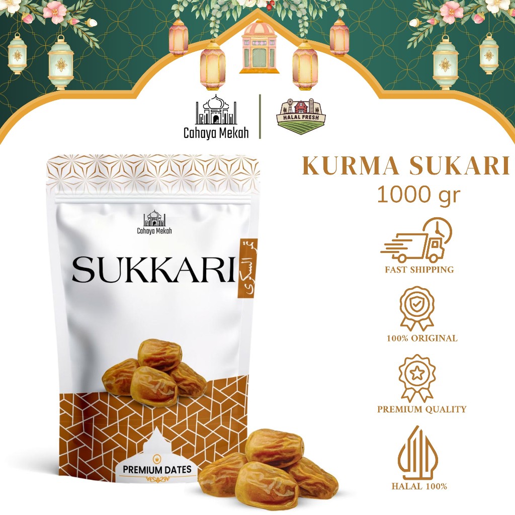

Cahaya Mekah Kurma Sukkari 1Kg Kemasan Pouch Premium Original High Quality
