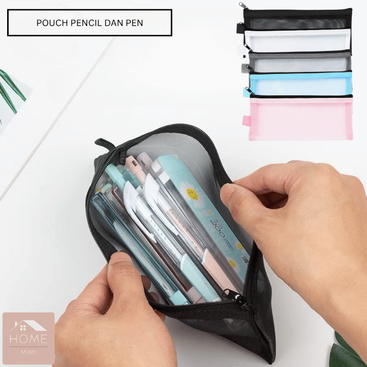 

MIMI KOTAK PENSIL JARING TRANSPARAN BAHAN NYLON / TEMPAT POUCH JARING ALAT TULIS DAN MAKE UP PREMIUM