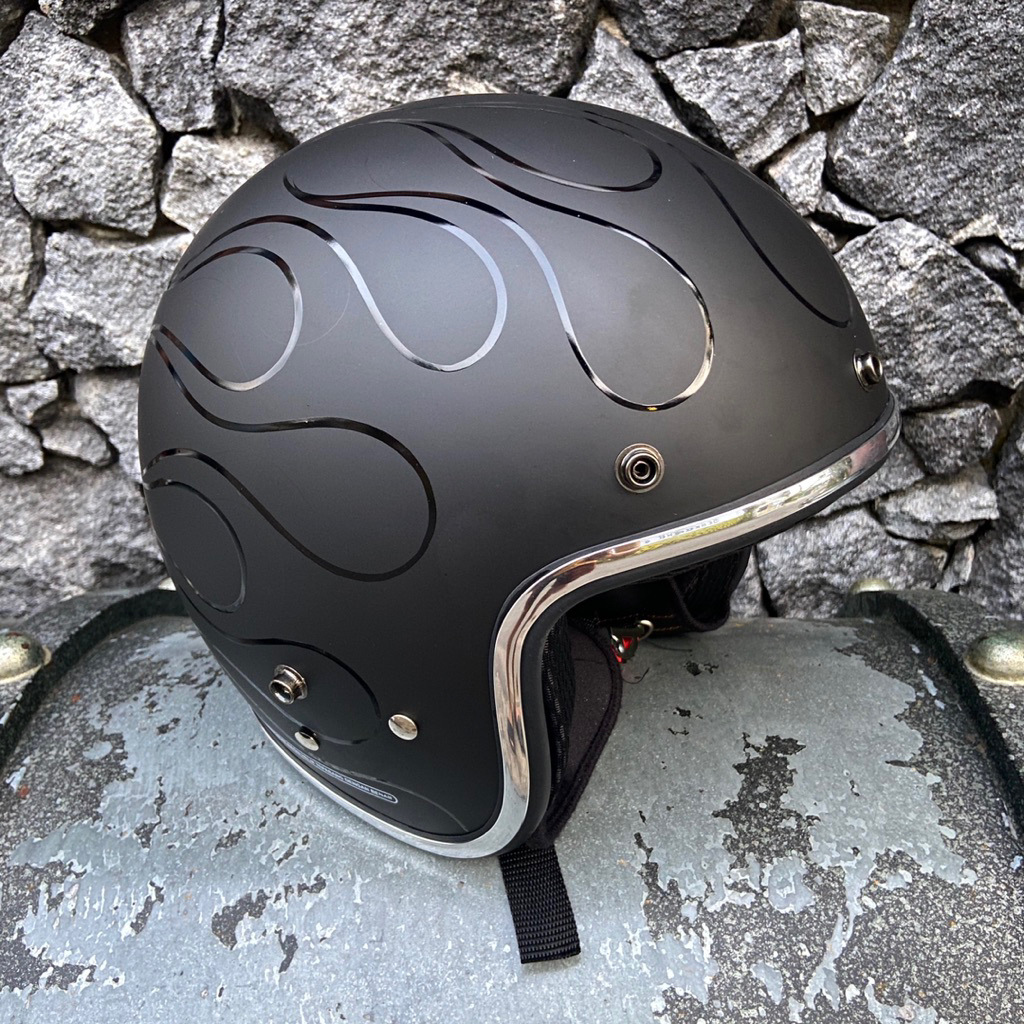 Helm half face HITAM dof api HITAM