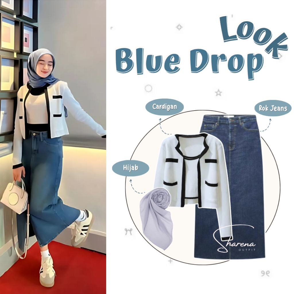 Sharenaoutfit - 3 IN 1 One Set Hijab Korean Style Outfit Remaja Hijab Wanita Kekinian One Set Terbar