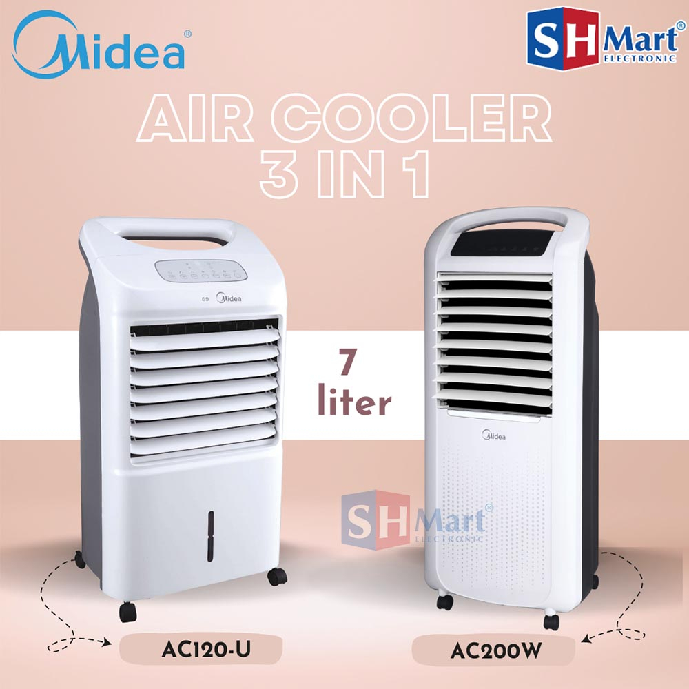 AIR COOLER MIDEA KAPASITAS 7 LITER AC-120U / AC200W 3 IN 1 WITH HEPA FILTER PENYEJUK RUANGAN