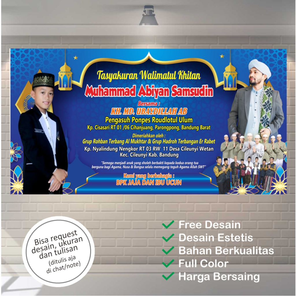 Backdrop Banner Tabligh Akbar & Syukuran | Khitanan, Aqiqah, Pernikahan | Desain Custom Murah