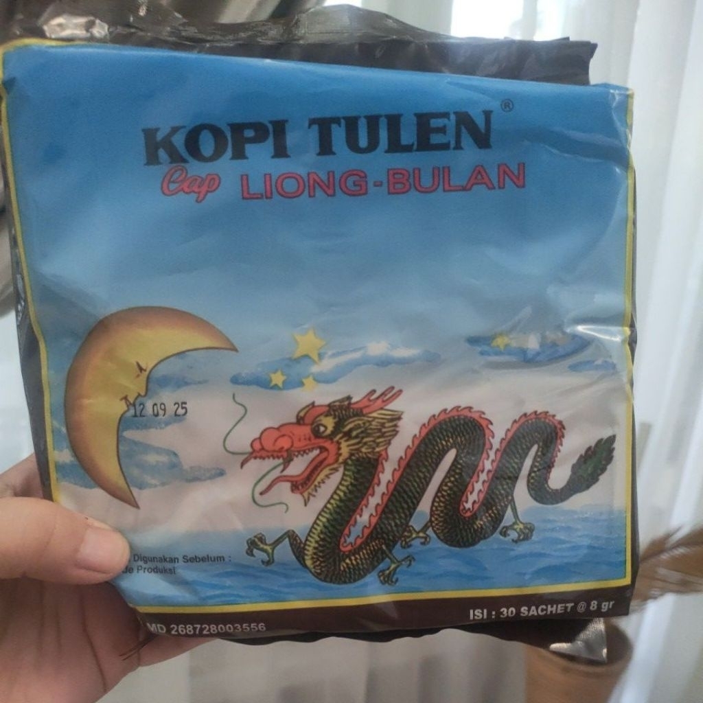 

Kopi Liong bulan tanpa gula 8gr (isi 30 sachet)