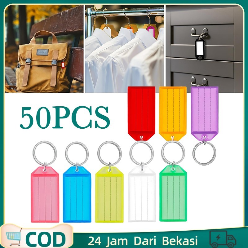 Isi50/1set Gantungan Kunci Label Nama Berwarna Gantungan Nama Custom Gantung Kunci Nama Gantungan Cu