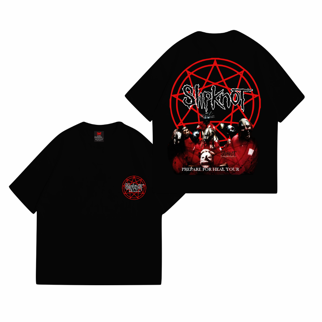 Kaos Slipknot For Heal Tour Hitam T-shirt Band Pria Wanita Death Metal Punk Rock Hardcore