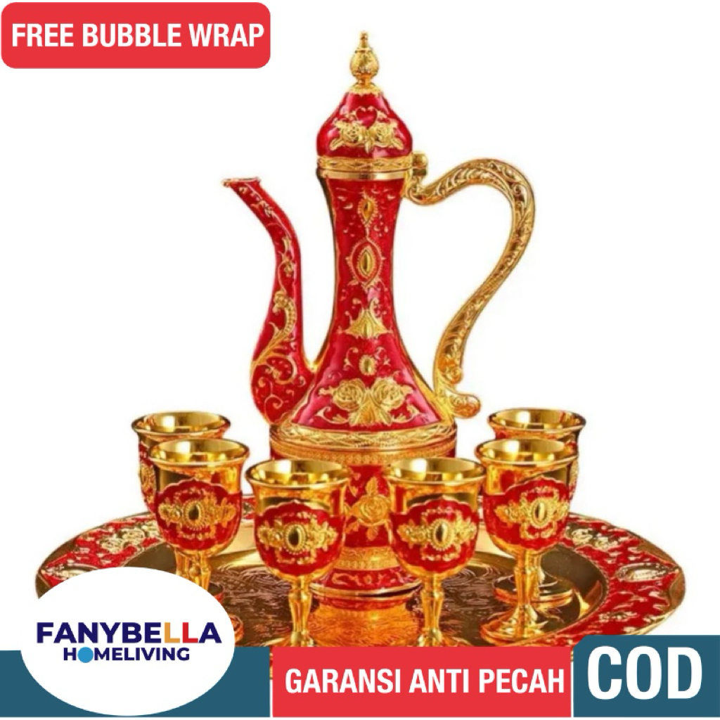 Teko Arab Aladin Set 8 Gold Warna Emas Ornament