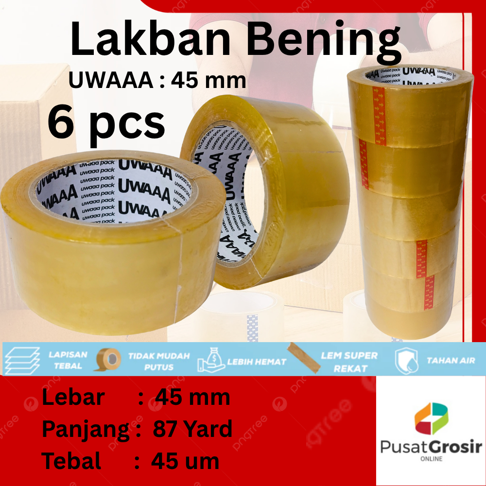 

LAKBAN BENING 45 mm x 87 YARD UWAAA KUALITAS DAIMARU TAPE SOLATIP MURAH