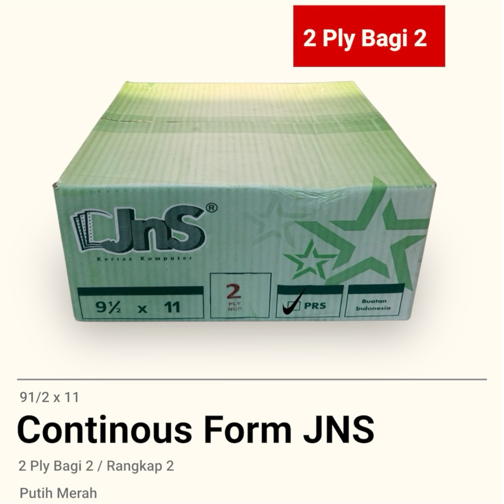 

Kertas Countinuous Form Uk 9.5"×11"/2 2ply Kertas Komputer K2/2 NCR /JNS