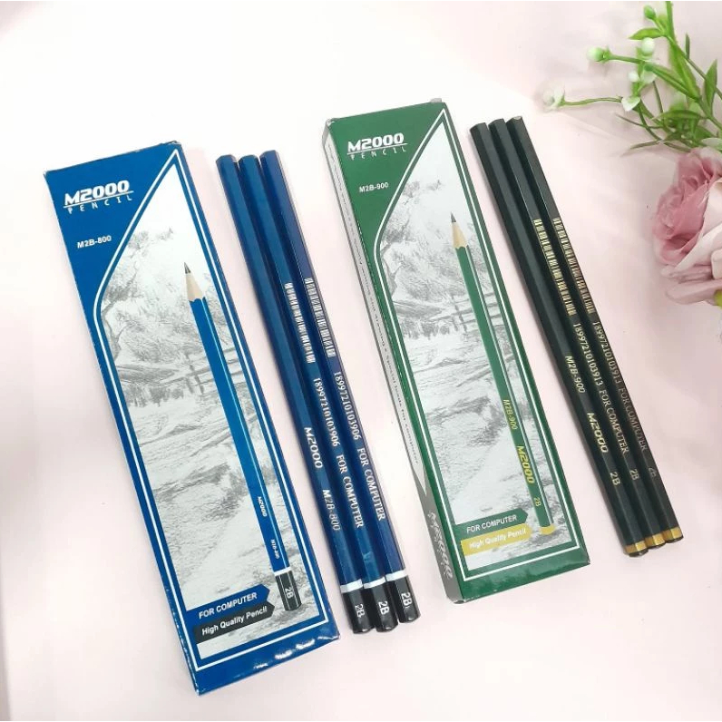 

Pensil 2B M2000 untuk Komputer Warna 1 Box Isi 12pcs Biru dan Hijau Pencil Pinsil Bagus Murah
