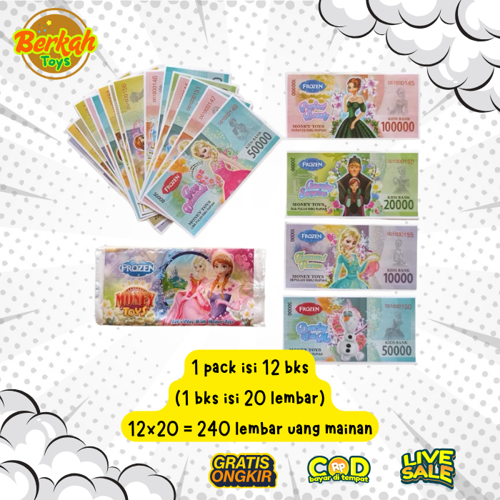 UANG MAINAN ANAK KARAKTER Money TOYS 1 pack isi 12bks karakter random