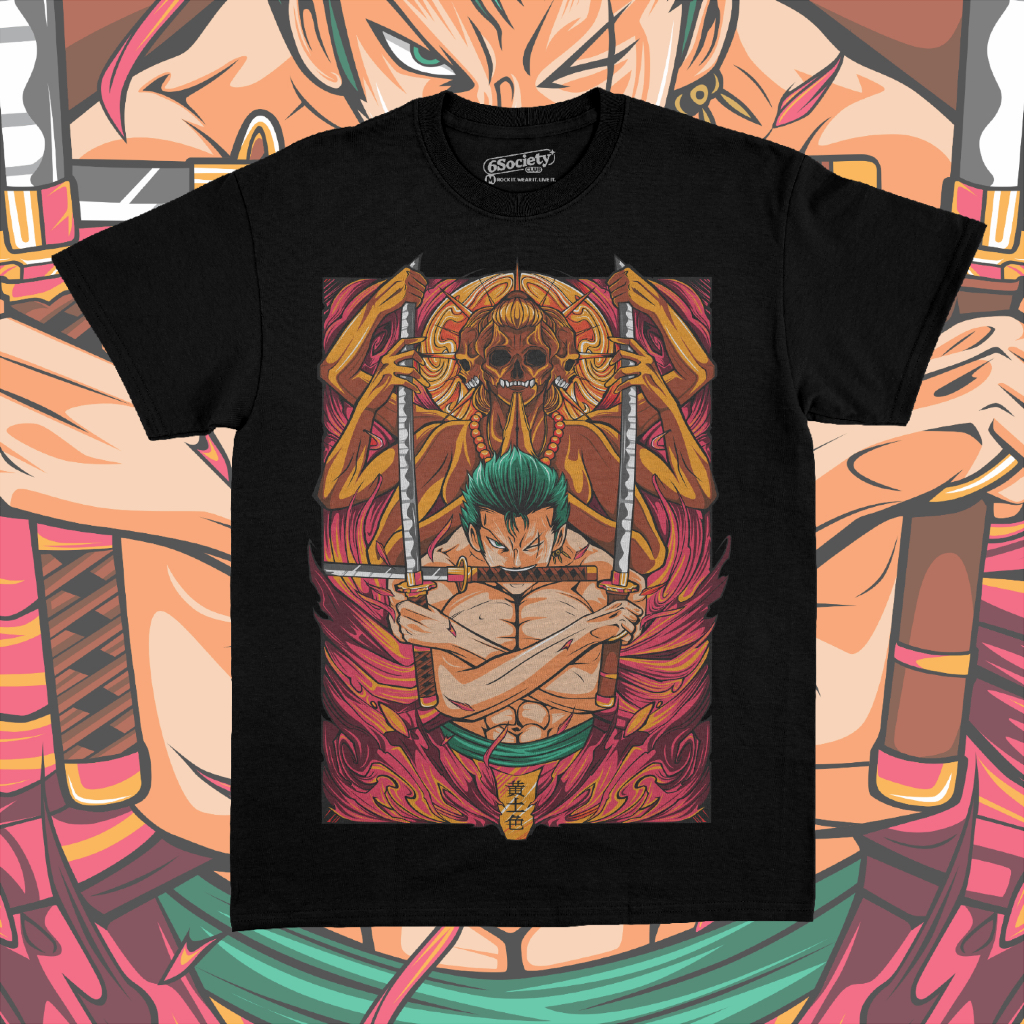 Kaos Anime Oversize Roronoa Zoro One Piece – Baju Distro Pria / Unisex Premium Cotton Combed 20s