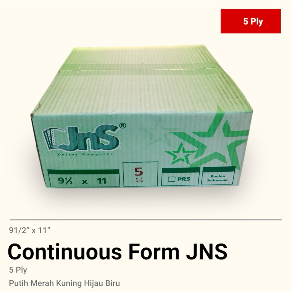 

Kertas komputer JNS 5 Ply JNS K5 Rangkap 5 91/2” x 11” Continuous Form JNS