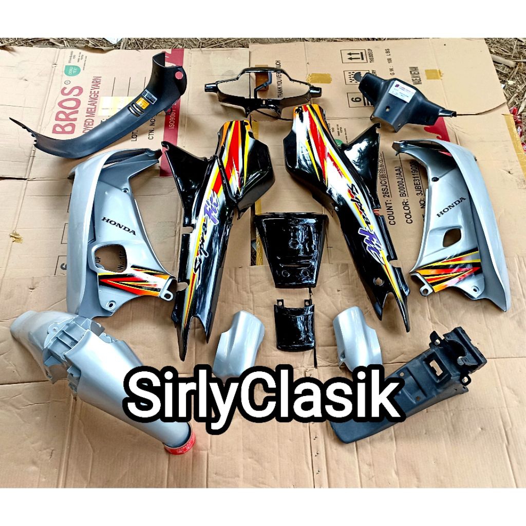 Cover Body Fullset Halus Kasar Supra Fit Lama Warna Hitam Silver