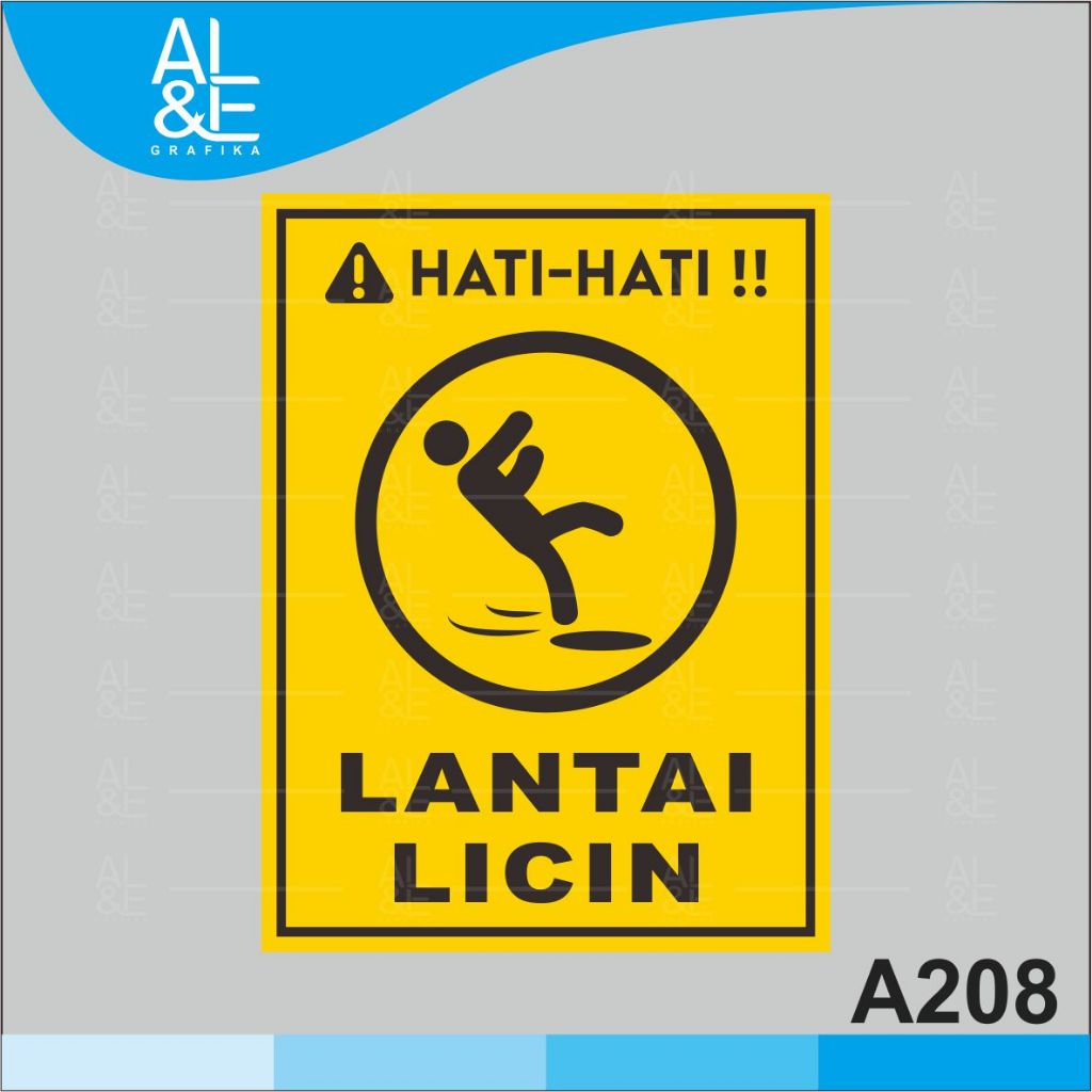 

A208 - Acrylic Sign, Stiker Akrilik Hati-Hati Awas Lantai Licin, Tahan Air, Premium dan Murah