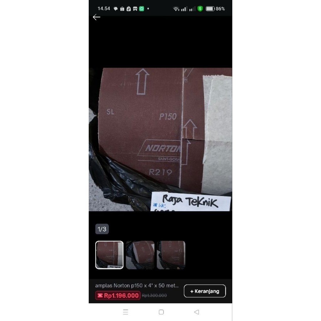 amplas Norton p80 x 4" x 50 meter / amplas Norton 4"x50m P80 amplas norton roll p80 100mm x 50 meter