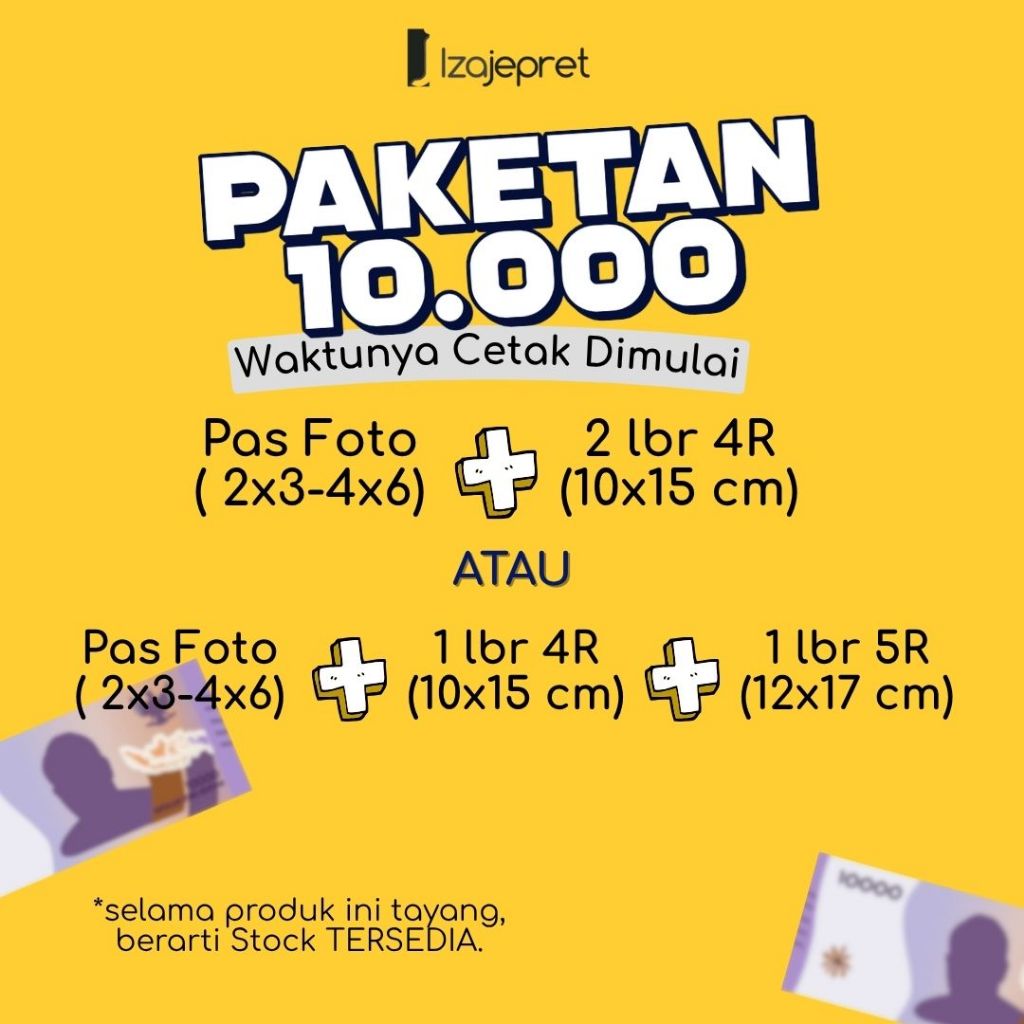 Bundling 10K Cetak Pas Foto dan Foto 4R atau 5R Pilih Semaumu
