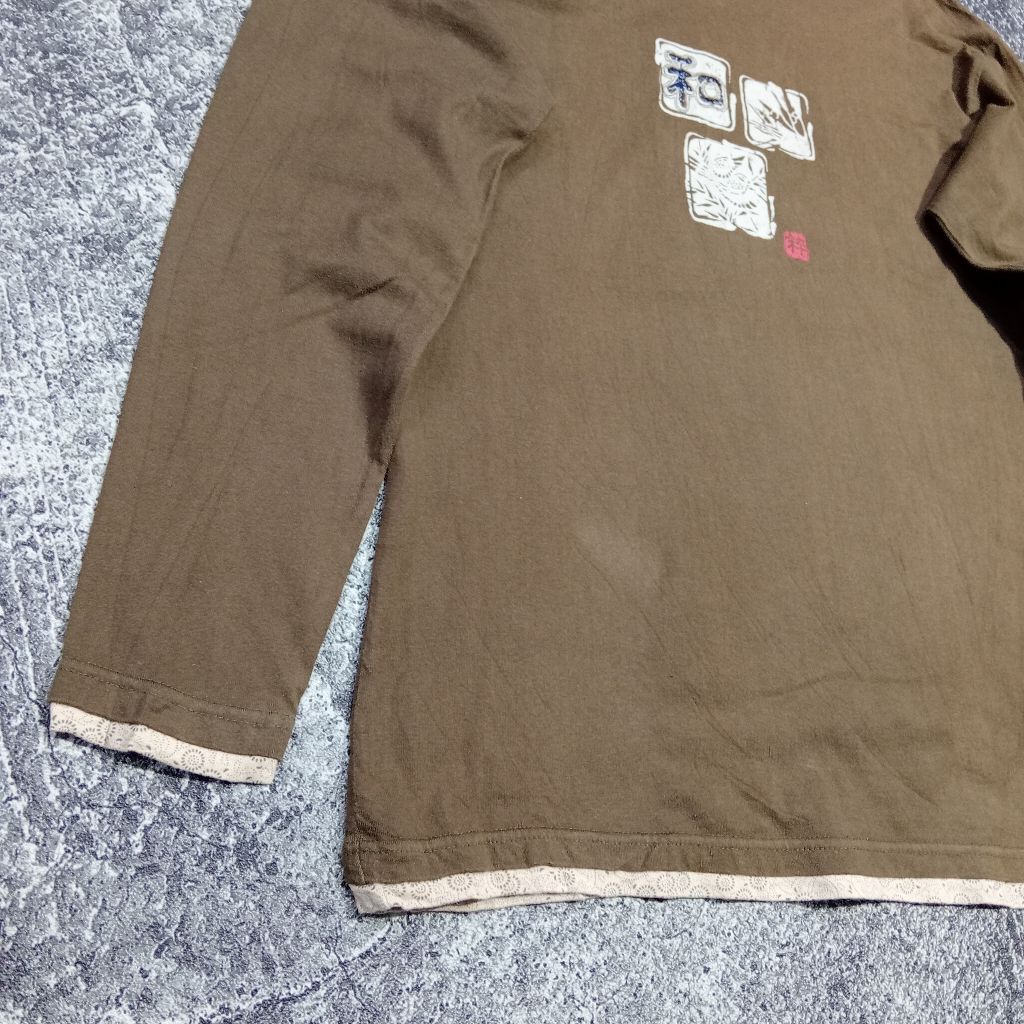 kaos lengan panjang pria wanita ALASKO coklat murah size M