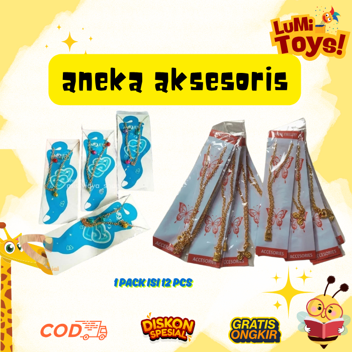 Akesoris Mainan Anak Kalung dan gelang kaki emas anak 12 pcs/pack