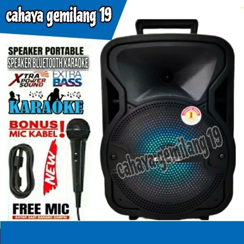 Speaker Bluetooth Karaoke Extra Bass Gratis Mic Ukuran Jumbo 3383 / Spiker Aktif Karoke Besar / Kimi