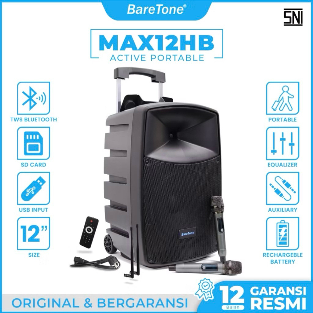SPEAKER aktif bluetooth BARETONE MAX 15HB ORIGINAL BARETONE 12HB