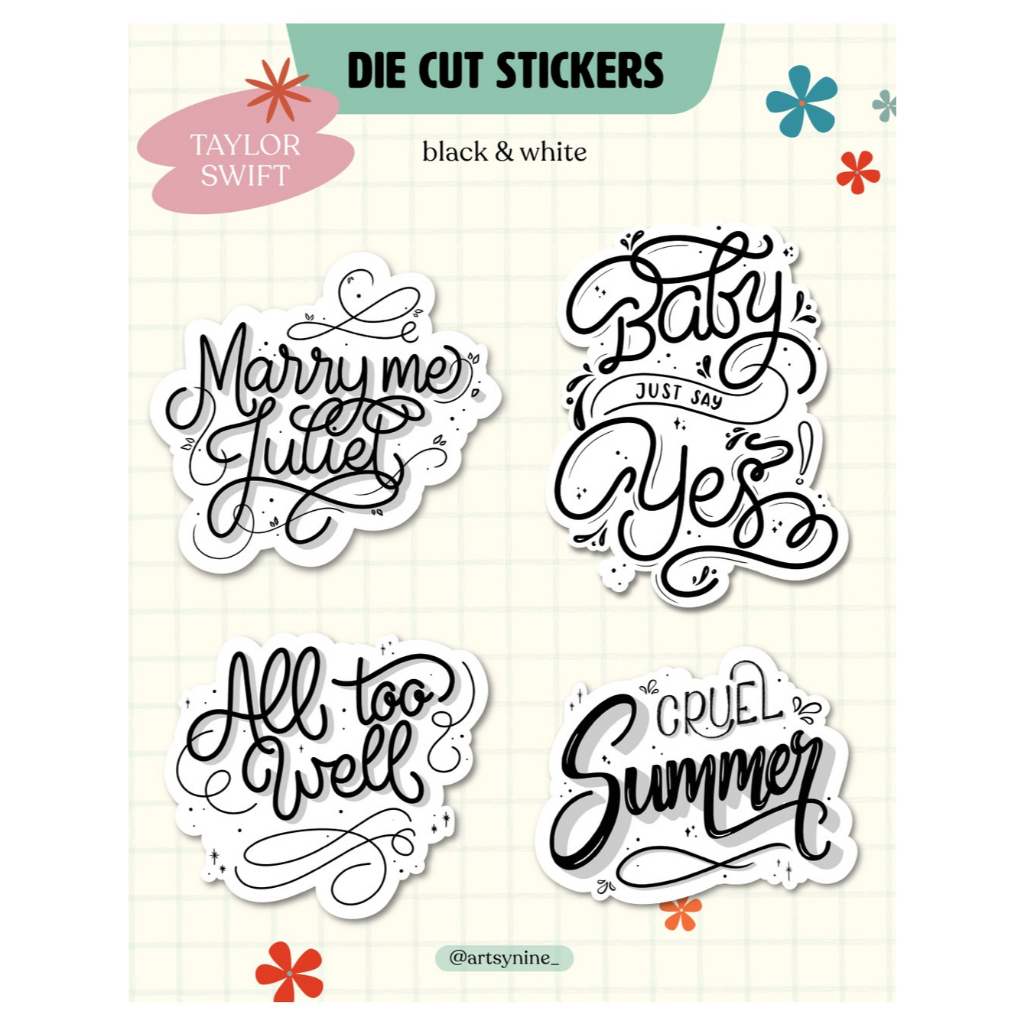 

HAND LETTERING STICKERS DIE CUT TAYLOR SWIFT EDITION VOL.1