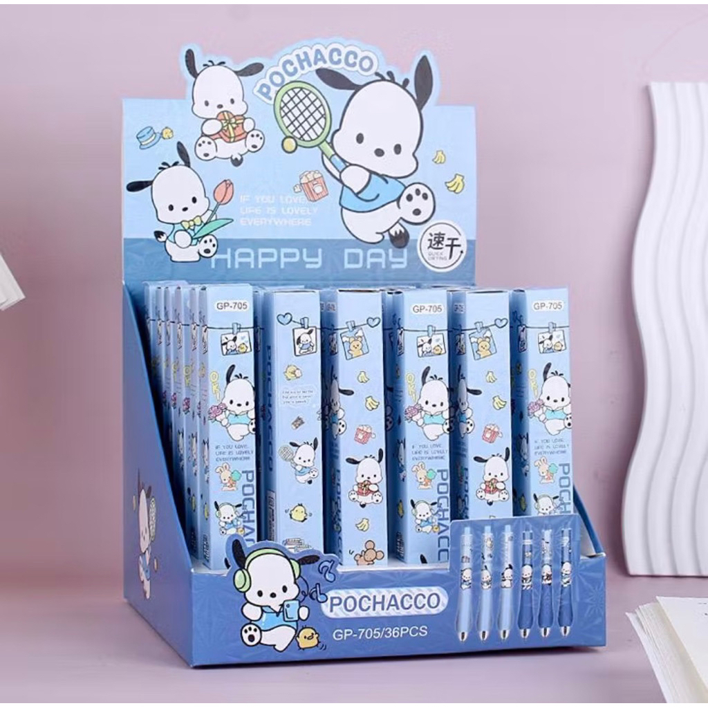 

DOLCE Pen Pena Bolpen Blind Box Random Sanrio Pochacco Hangyodon ATK Alat Tulis 0,5 mm Hitam (Satuan)