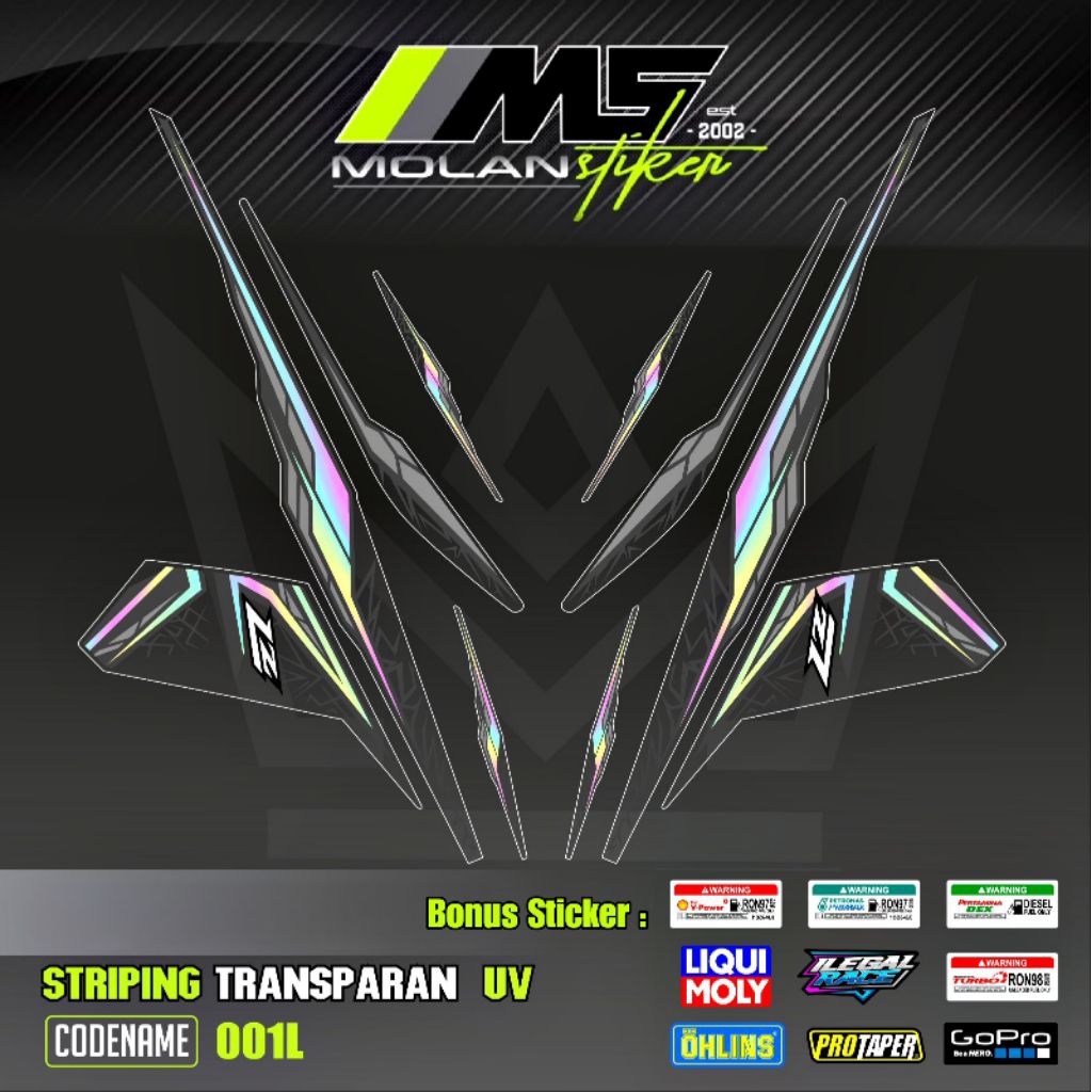 Decal Sticker Striping Variasi Transparan Uv Vega RR 115 2013-2016 Spark 115 i Sight 115 Spark Nano 