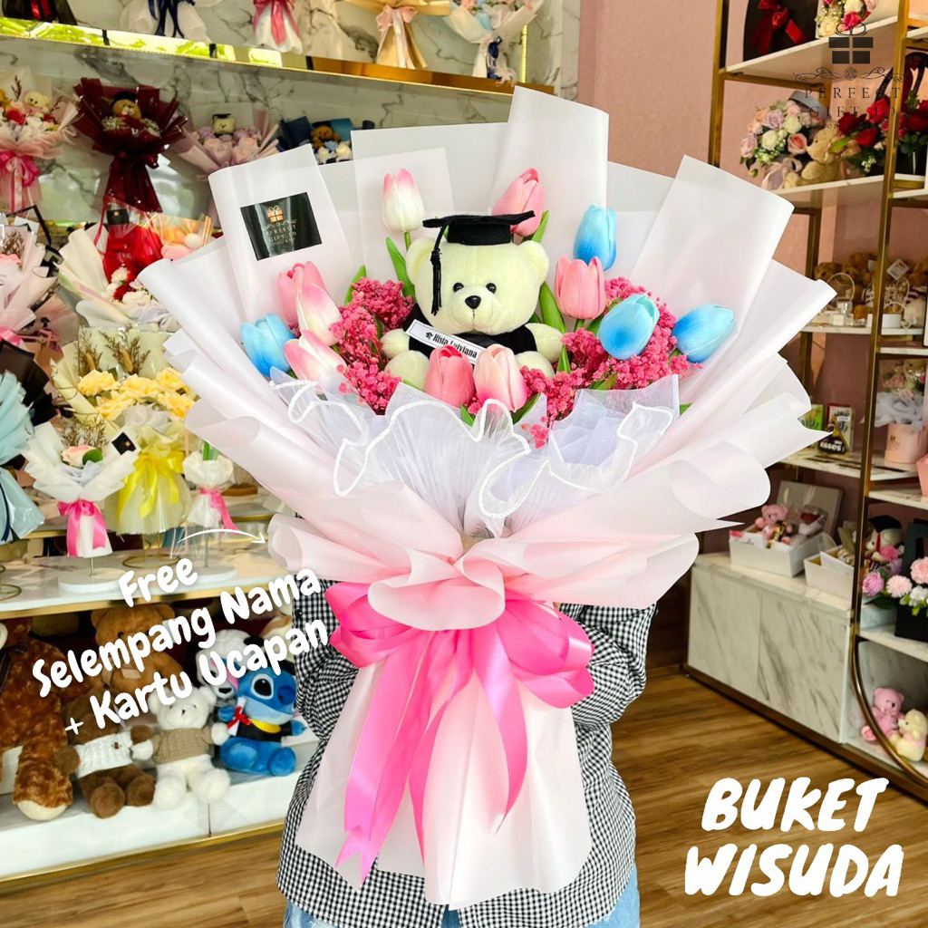 BUKET BONEKA WISUDA / BUKET WISUDA / BUKET BUNGA ARTIFICIAL GRADUATION / HADIAH GRADUATION