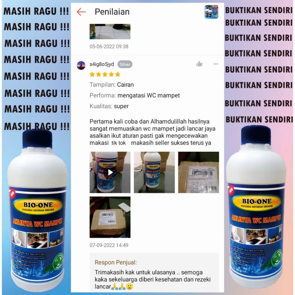 Promo ( Isi 2 pc ) Bio One WC Mampet Tanpa Sedot Kloset