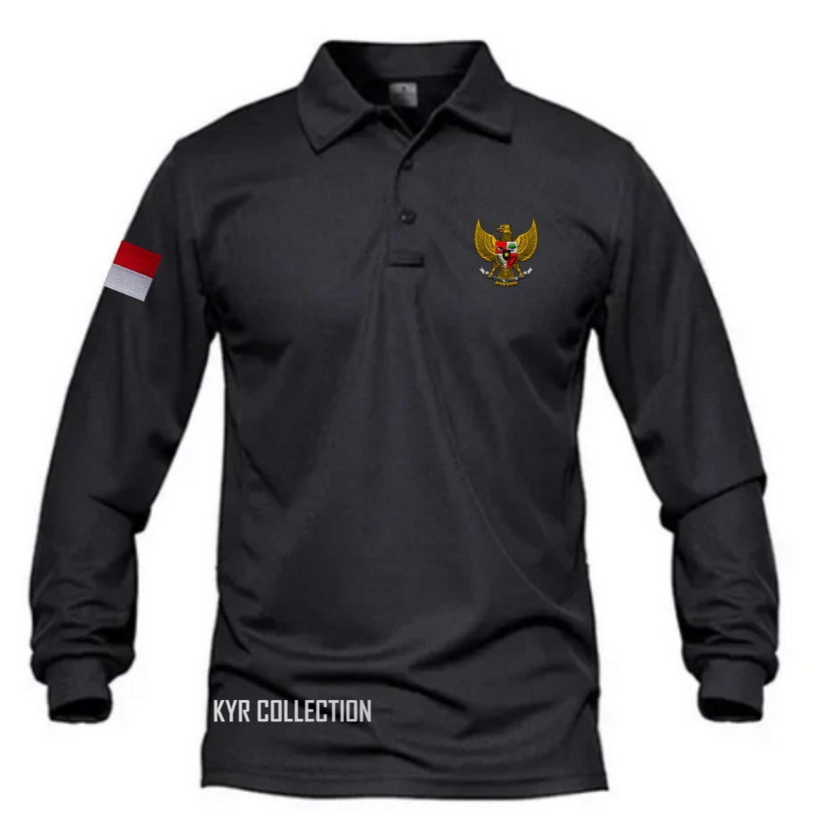 Recomend LOGO BENDERA GARUDA BORDIR KAOS KERAH PRIA DAN WANITA LOGO PANCASILA MERAH PUTIH LENGAN PAN