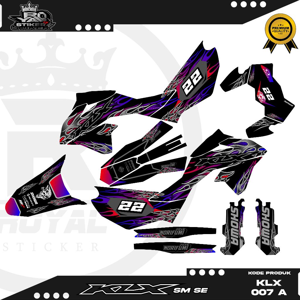 DECAL STIKER KLX SM SE -FULL BODY MOTOR KAWASAKI KLX BISA CUSTOM NAMA NOMOR - KLX 007