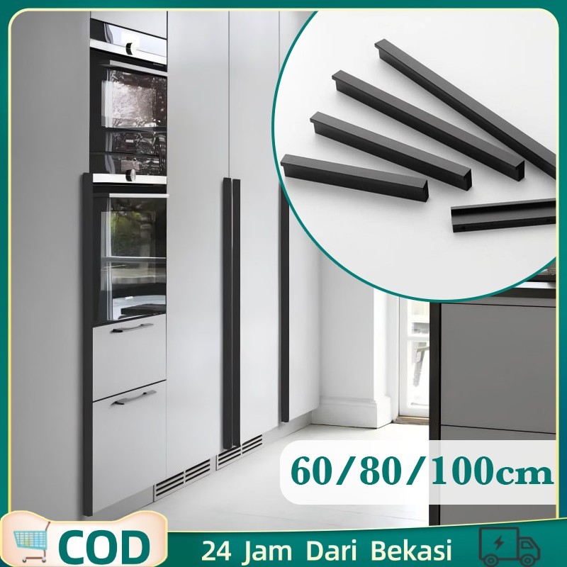 Gagang Pintu Lemari Aluminium Handle Lemari Minimalis Handle Pintu Lemari Tarikan Lemari L Hitam 1 M