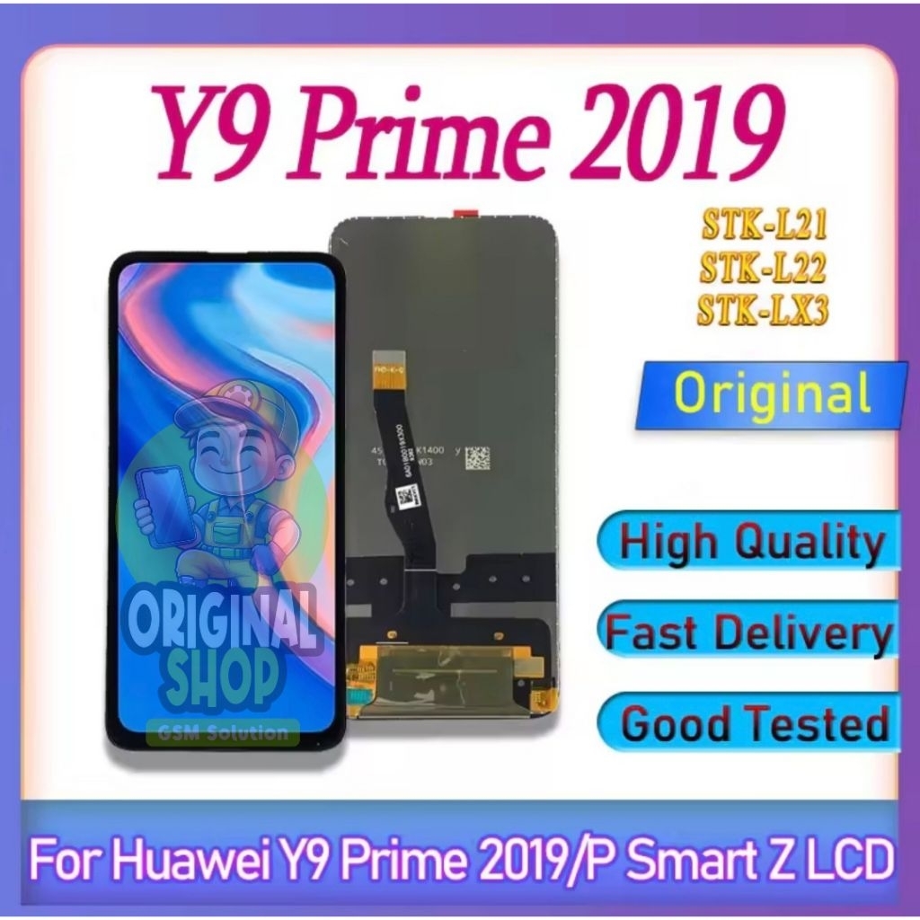 Lcd touchscreen huawei Y9 prime 2019 / honor 9X layar pengganti yang retak