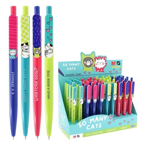 

M&G Metal Retractable Ball Pen 4 Warna 0.7 mm Tinta Hitam/PCS - So many cat kucing #ABP20180 - Hijau