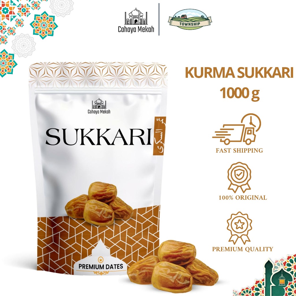 

Cahaya Mekah Kurma Sukkari 1Kg Pouch Premium Original High Quality Kurma Sukari Raja Premium