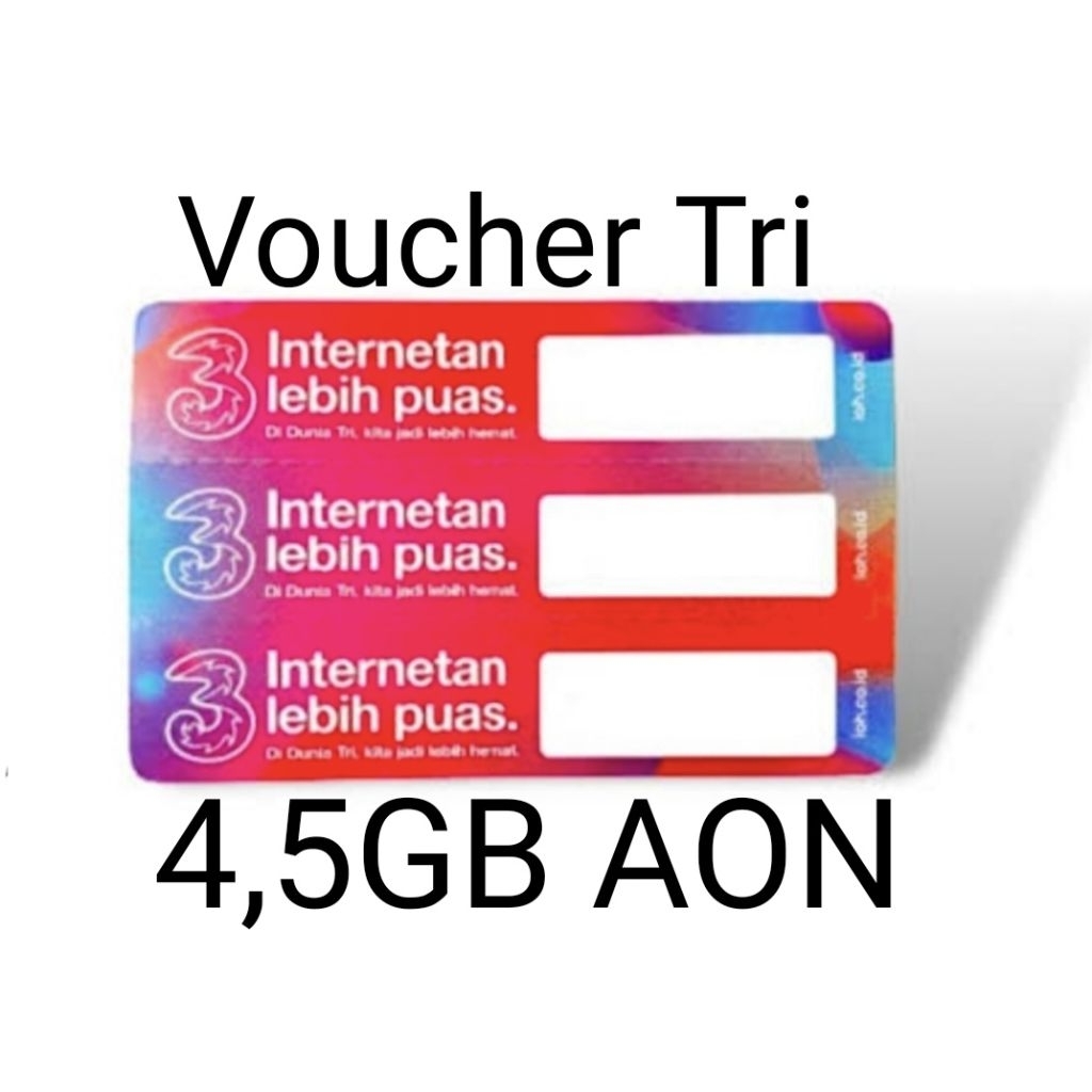 VOUCHER KUOTA DATA 3/TRI AON 4,5GB Three Kuota Paket Data Internet