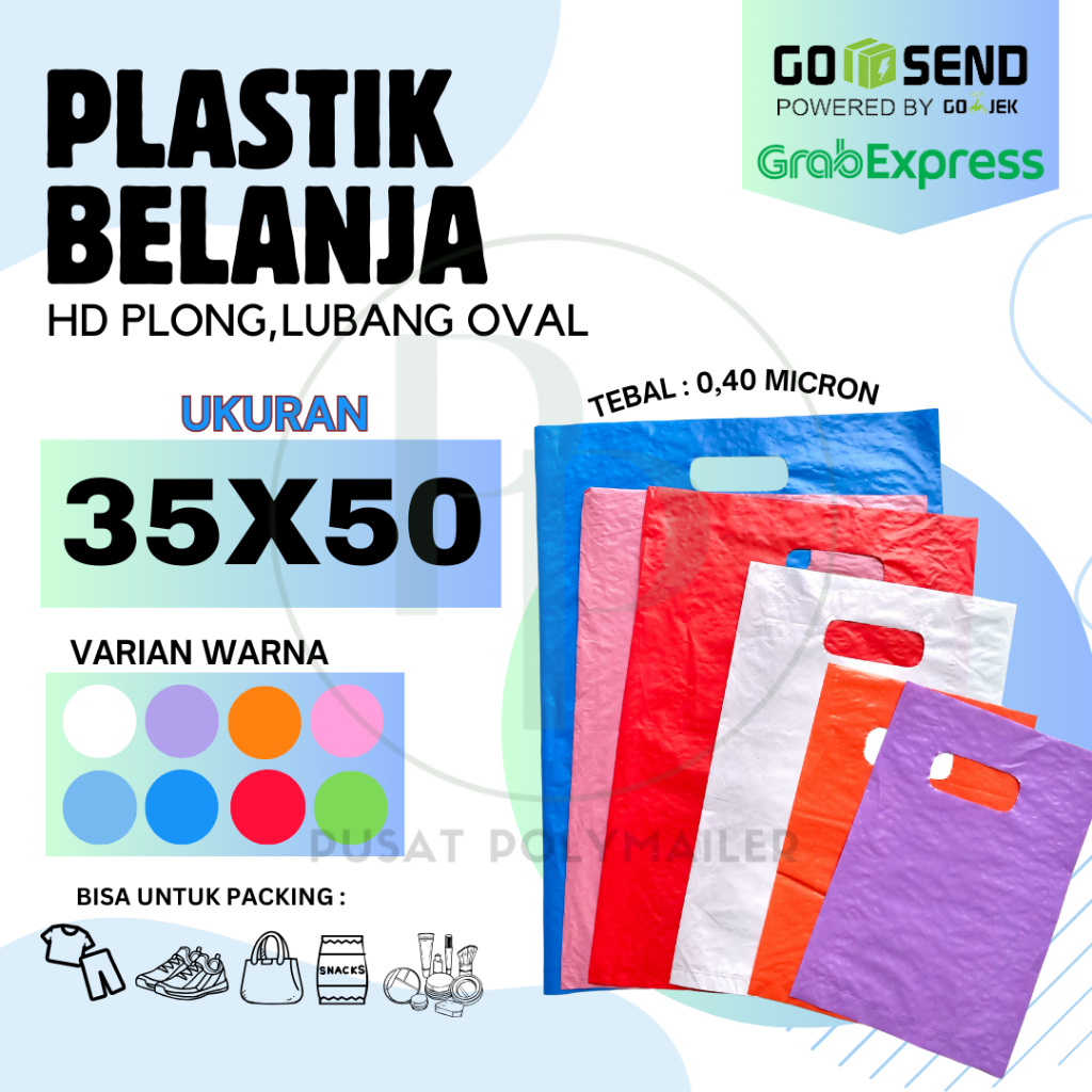 

Plastik Shopping Bag Warna Warni 35x50 isi 100 – Plastik Plong Tebal Premium, Tas Belanja, Souvenir