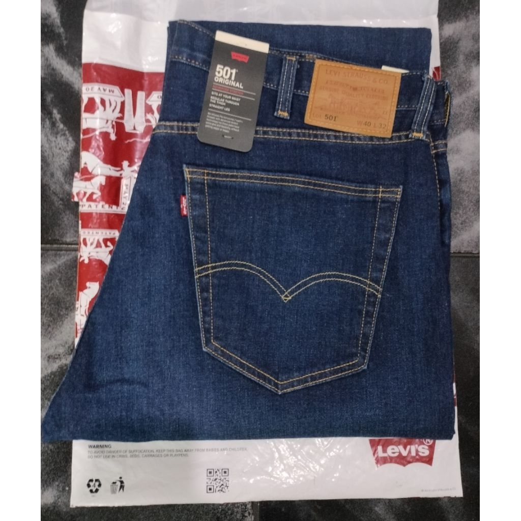 Celana Jeans 501 Original Reguler Stretch Size 40 / Denim Besar Jumbo