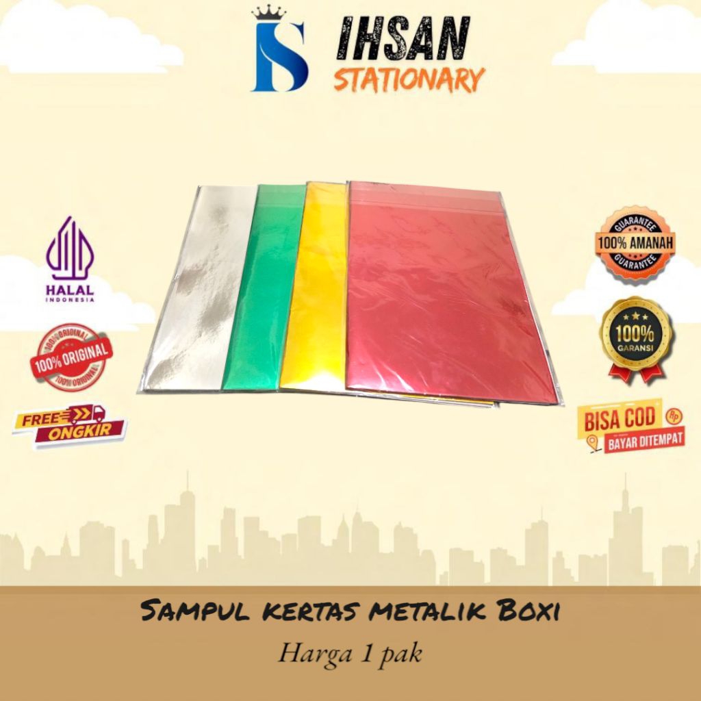 

sampul kertas metalik buku boxy isi 20 lembar (1 pak)