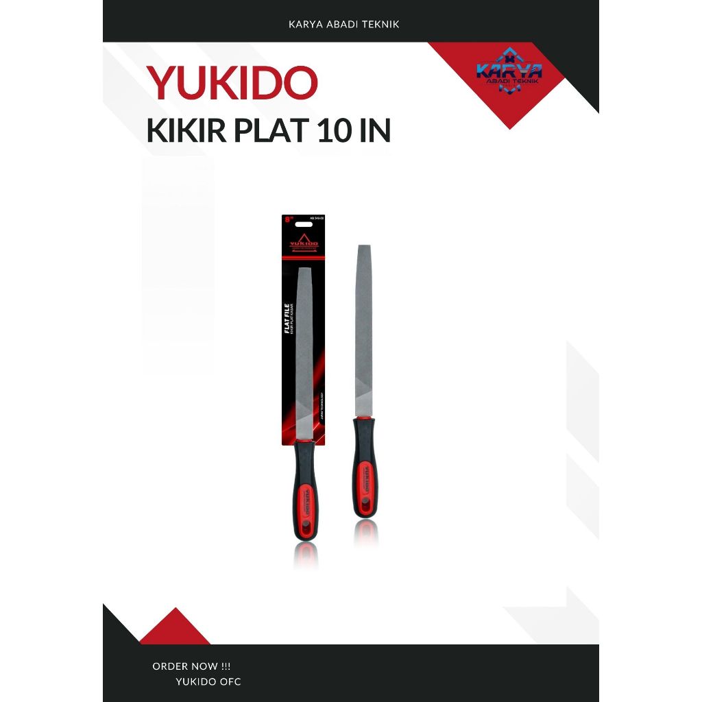 YUKIDO Kikir Gergaji Besi Plat - kikir Gepeng / Kikir Besi Lurus Ukuran 10inch
