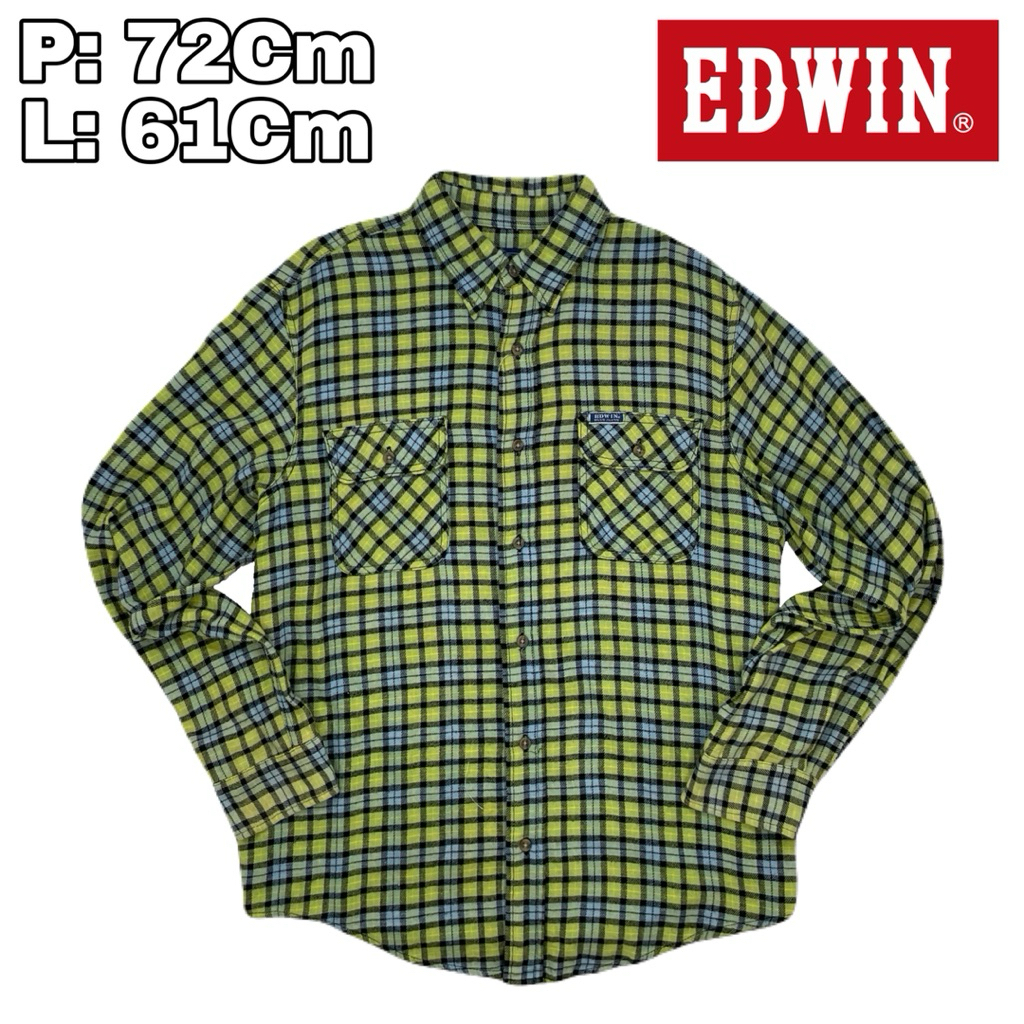 B102 Baju Kemeja Outdoor Casual Vintage Edwin Flannel Hem Hiking Pendaki Gunung Tebal