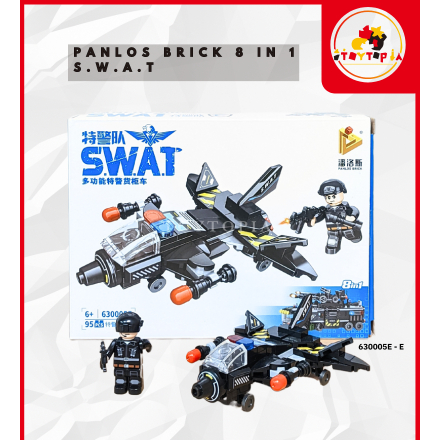 Toytopia PANLOS BRICK 8 IN 1 S.W.A.T Mainan Brick Blok City Police Helikopter Swat dan Mobil Swat