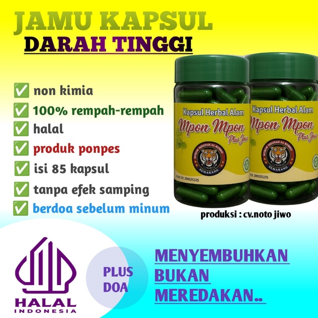 

NJ notojiwo_Kapsul Herbal Darah Tinggi_Ampuh Atasi Hipertensi_Jamu Herbal Alami_Tekan Tekanan Darah_Cepat_100% Halal_Murah_BPOM