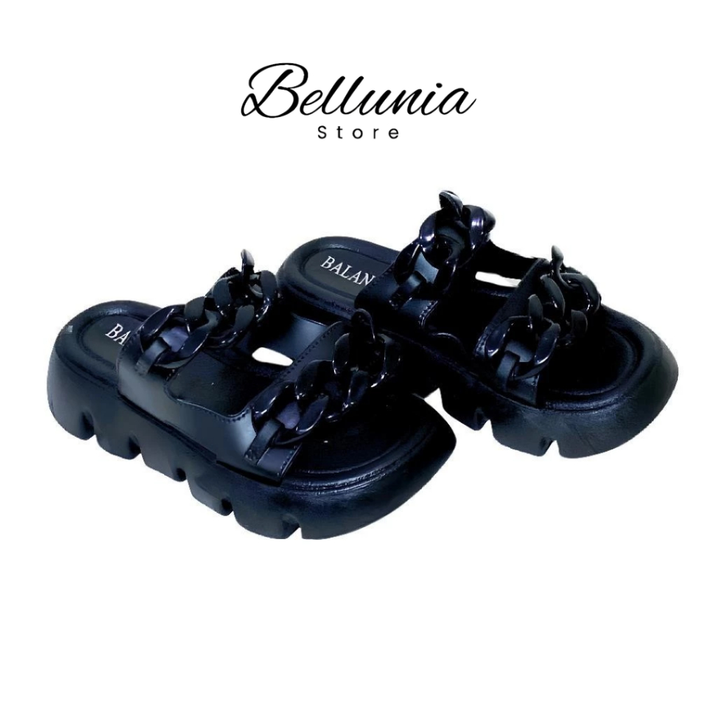 Sandal Slop Wedges Jelly Wanita – Karet PVC Motif Rantai, Import Kekinian Balance 2312