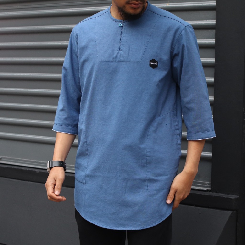 Baju Koko Kurta Pria Dewasa Lengan Panjang 3/4 Muslim Marajo Katun Premium