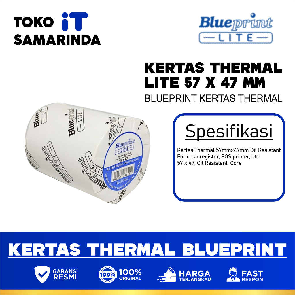 

Kertas Struk / Kertas Kasir / Kertas Thermal BLUEPRINT Lite 57x47 mm