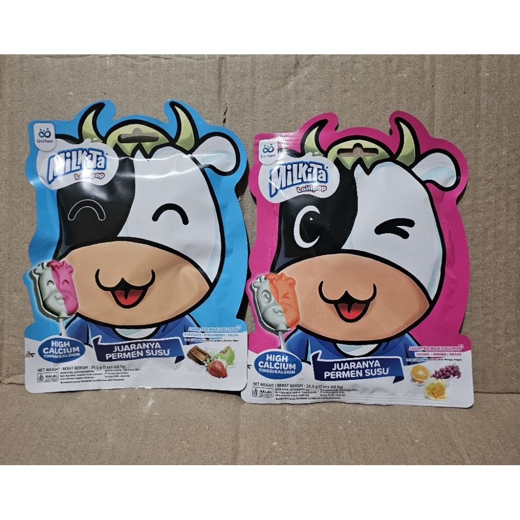 

Milkita Permen Susu Lolipop Assorted 25,5g - (isi 3 pcs×8,5g)