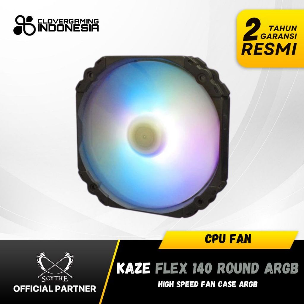 Scythe Kaze Flex 140 ARGB PWM Round Fan Case Silent 1800 RPM High Speed 140mm Kipas Casing