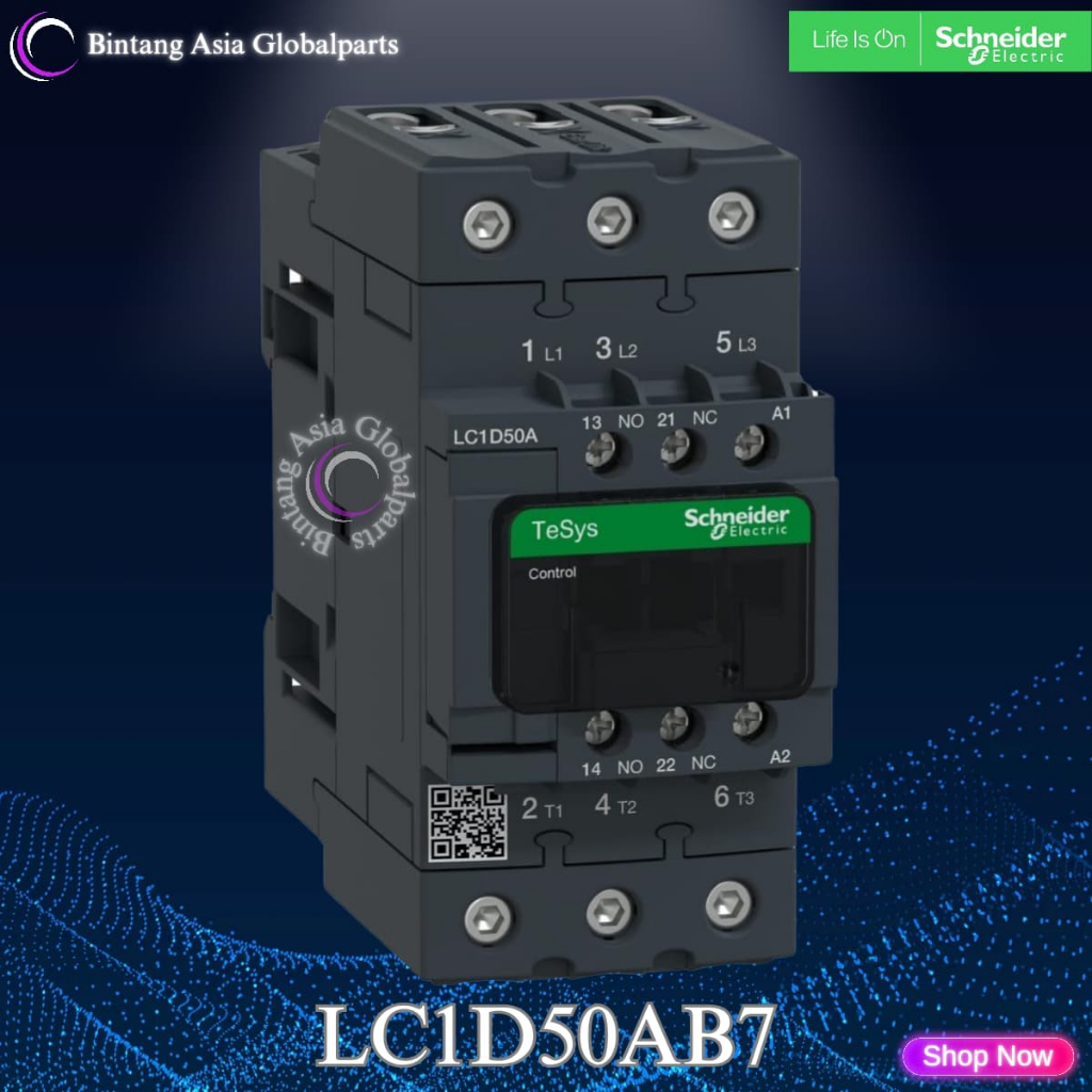 Kontaktor 3p 50a Schneider LC1D50AB7 24v Original / Kontaktor 3 Phase 50 Ampere LC1D50A / Contactor 