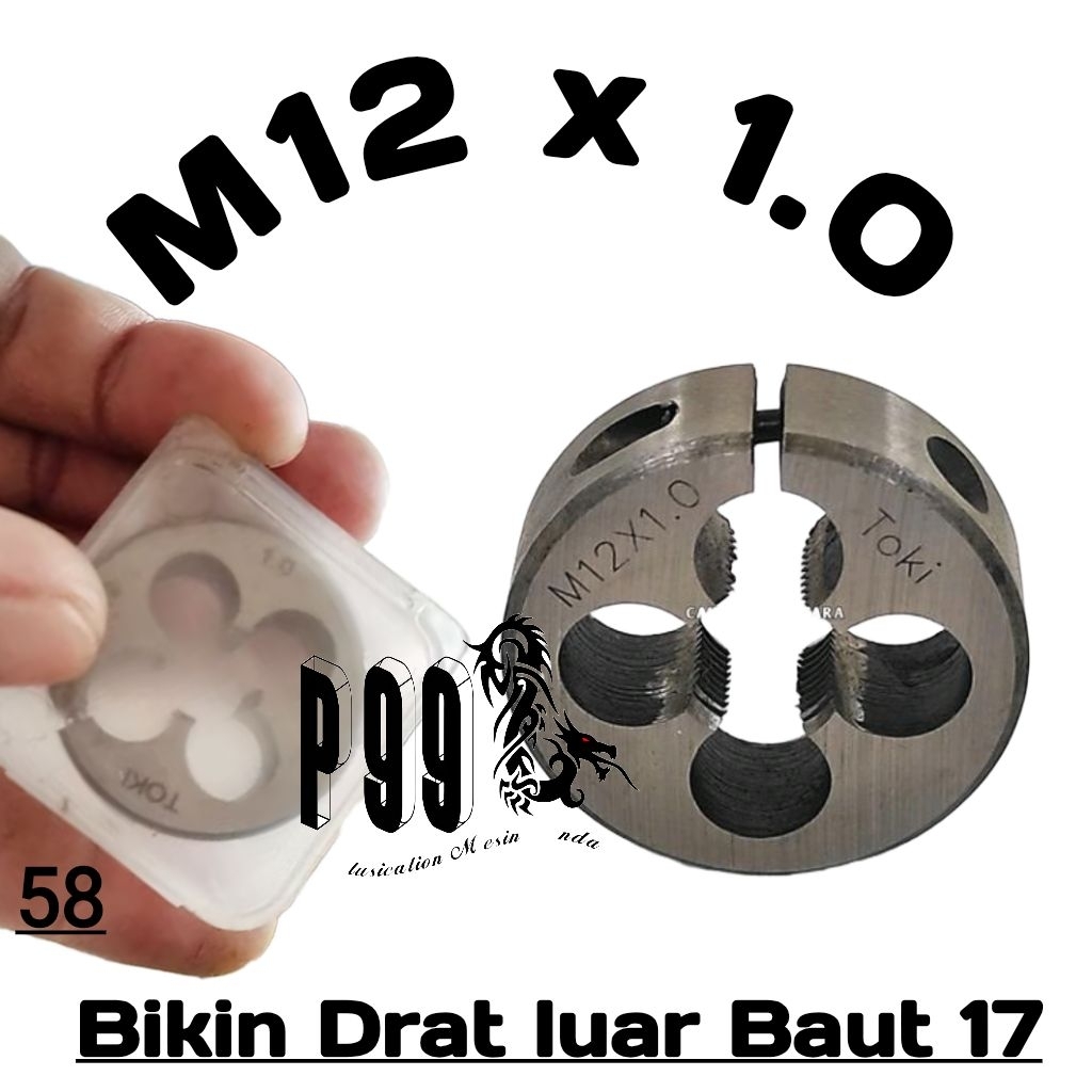 Toki Mata Senai M12 x 1 Drat Luar Baut 17 Senei Dies M12x1.0